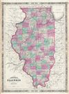 1864 Johnson Map of Illinois