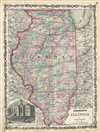 1861 Johnson Map of Illinois