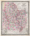 1858 Colton Map of Illinois, Iowa amd Missouri