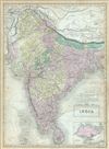 1851 Black Map of India and Singapore