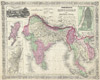 1864 Johnson's Map of India (Hindostan or British India)