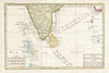 1780 Bonne Map of Southern India, Ceylon, and the Maldives