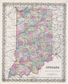 1856 Colton Map of Indiana