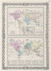 1856 Colton Map of World Industry and Animals