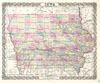 1855 Colton Map of Iowa