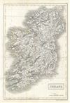 1844 Black Map of Ireland in Provinces