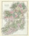 1851 Black Map of Ireland in Counties
