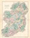 1853 Black Map of Ireland in Counties
