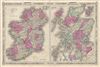 1863 Johnson Map of Ireland and Scotland