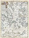 1712 Wells Map of Islands of the Aegean Sea or the Greek Archipelago /w Crete
