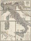 1859 Cerri Folding Wall Map of Italy
