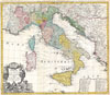 1742 Homann Heirs Map of Italy