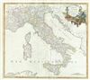 1756 Vaugondy Map of Italy w/Postal Routes