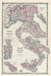 1861 Johnson Map of Italy, Naples and Sicily