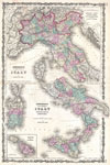 1862 Johnson Map of Italy, Naples and Sicily