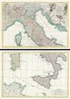 1783 Rizzi-Zannoni Map of  Italy (2 parts)