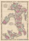 1866 Johnsons Map of Italy