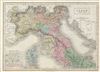 1851 Black Map of Northern Italy (Tuscany, Piedmont, Venice)