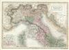1851 Black Map of Northern Italy (Tuscany, Piedmont, Venice)