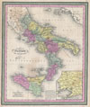1853 Mitchell Map of Southern Italy ( Naples, Sicily )