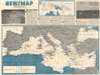 1943 Army Orientation Course Newsmap of the Mediterranean Sea and North Africa