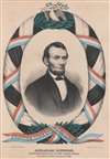 1866 Kellogg Chromolithograph Memorial Portrait of Abraham Lincoln