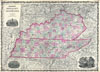 1862 Johnson Map of Kentucky and Tennessee