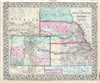 1867 Mitchell Map of Kansas, Nebraska, Colorado, Dakota and Wyoming