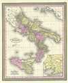 1849 Mitchell Map of Southern Italy: The Kingdom of Naples and the Two Sicilies