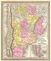 1854 Mitchell Map of Chile, Argentina, and Uruguay