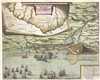 1655 Merian Map of Coast of Brazil and View of Olinda and Recife, Brazil