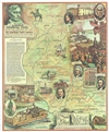 1940 William Mark Young Pictorial Map of Illinois illustrating the Lincoln Trail