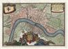 1706 La Feuille Map or City Plan of London, England