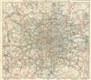 1947 Philip Pocket Map of Routes In and Around London, England