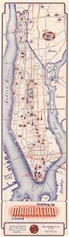 1936 Gousha Pictorial Map of Manhattan, New York City