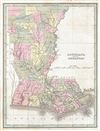 1835 Bradford Map of Louisiana and Arkansas