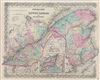 1856 Colton Map of Quebec, Montreal and New Brunswick, Canada