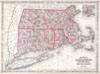 1864 Johnson's Map of Massachusetts, Connecticut, and Rhode Island