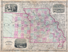 1874 Johnson Map of Missouri and Kansas