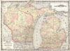 1862 Johnson Map of Wisconsin and Michigan