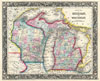 1860 Mitchell Map of Michigan and Wisconsin ( first edition )