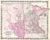 1862 Johnson Map of Minnesota and Dakota