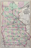 1873 Gray Railroad Map of Minnesota and Iowa