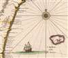 1662 Blaeu Map of Madagascar in Superb Original Color w/ gold leaf