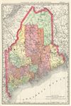 1888 Rand McNally Map of Maine, United States