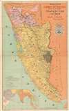 1892 Roux Chromolithograph Map of Missions in Malabar, India