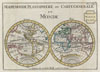 1706 de La Feuille Map of the World on Hemisphere Projection
