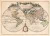 1762 Lattre and Janvier Map of the World on a Double Hemisphere Projection