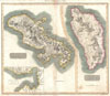 1814 Thomson Map of Martinique and Dominica ( West Indies )
