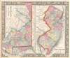 1866 Mitchell Map of New Jersey, Maryland, and Delaware
